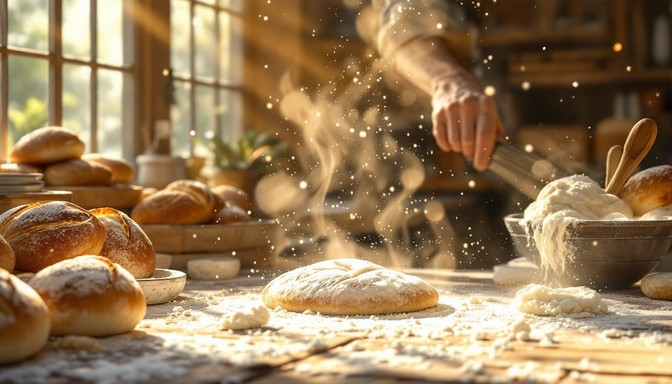 Baker making bread